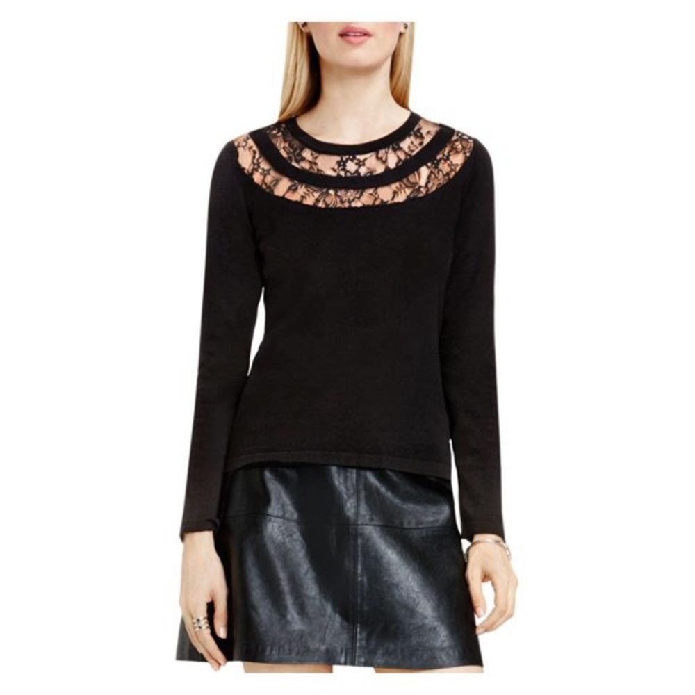Vince Camuto black lace sweater